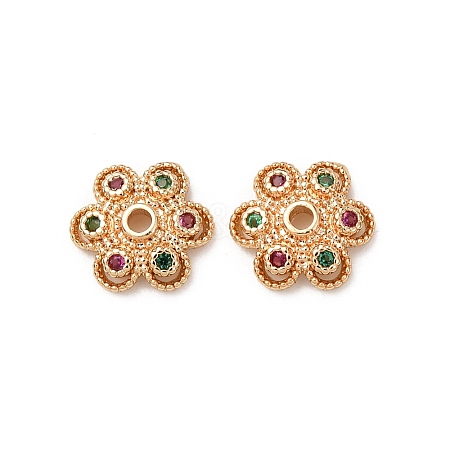 Brass Cubic Zirconia Bead Caps ZIRC-L105-03B-G-1