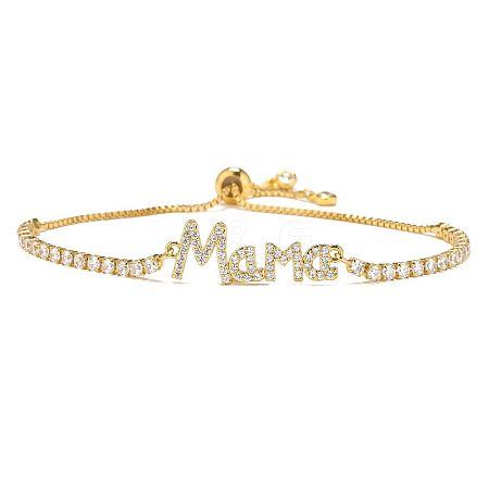Mother's Day Brass Micro Pave Clear Cubic Zirconia Slider Bracelets FS-WGA4315-05-1