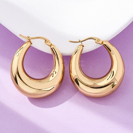 PVD Vacuum Plating 304 Stainless Steel Chunky Hoop Earrings for Women EJEW-F280-06E-G-1