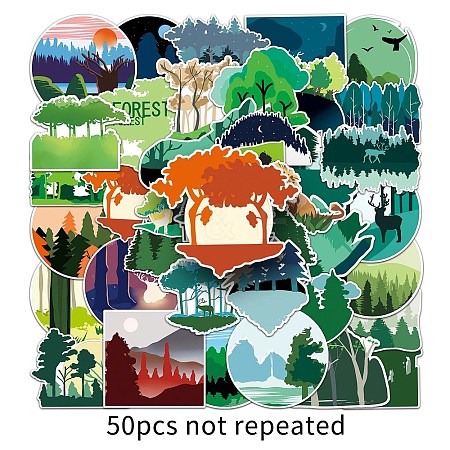 50Pcs Forest PET Waterproof Stickers PW-WGED028-01-1