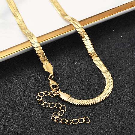 PVD Vacuum Plating 201 Stainless Steel Herringbone Chain Necklaces X-NJEW-M187-06G-1