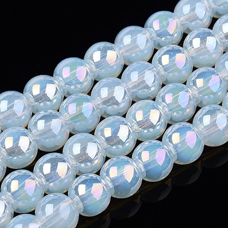 Electroplate Imitation Jade Glass Beads Strands GLAA-T032-J6mm-AB02-1