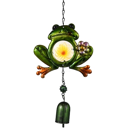 Frog Glass Wind Chime AJEW-XCP0002-73-1