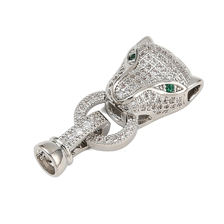 Brass Micro Pave Cubic Zirconia Fold Over Clasps ZIRC-L062-K01-P-1-1