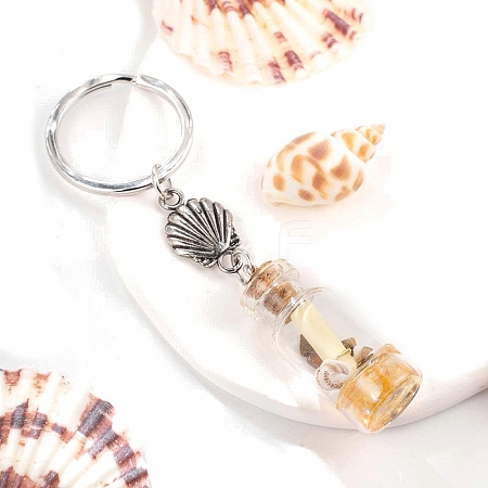 Glass Wishing Bottle Pendant Keychain PW-WG5EE2B-03-1