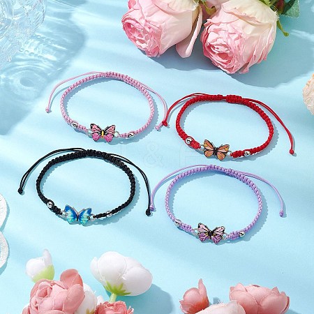 4Pcs Adjustable Waxed Polyester Cord Braided Bracelets for Women BJEW-JB11275-1