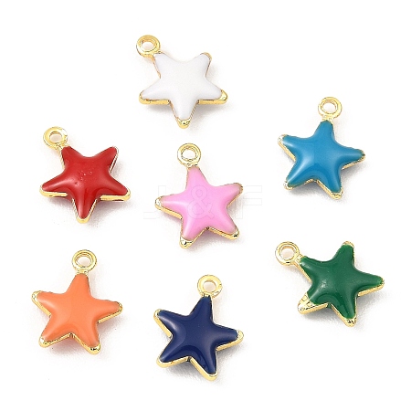 Brass Enamel Charms KK-K337-02G-1