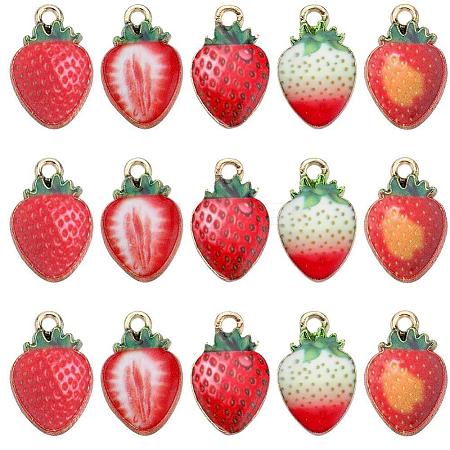 50Pcs 5 Styles Printed Alloy Pendants FIND-SC0006-07-1
