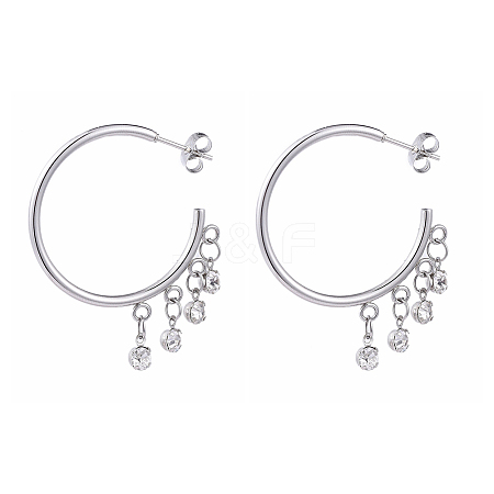 304 Stainless Steel Dangle Stud Earrings EJEW-JE04173-01-1