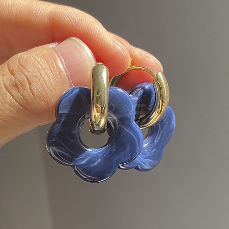 Flower Stainless Steel Acrylic Hoop Earrings FS-WGEB331-27-1