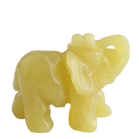 Natural Lemon Jade Carved Healing Elephant Figurines ELEP-PW0001-54F-1