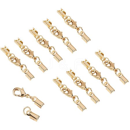 Rack Plating Brass Lobster Claw Clasps with Clip Ends KK-PH0035-33G-1