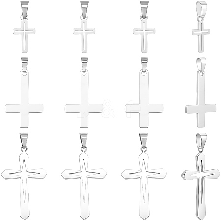 12Pcs 3 Styles 304 Stainless Steel Pendants STAS-BBC0007-24-1