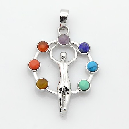 Platinum Plated Alloy Gemstone Pendants G-J179-01P-1