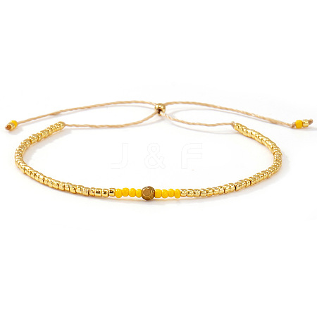 Adjustable European Glass Tile Braided Bead Bracelets for Women TQ4434-2-1