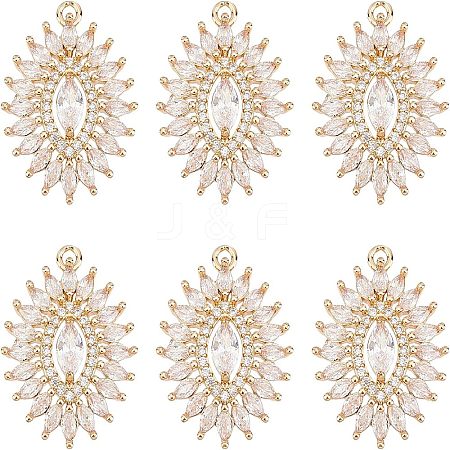 Fingerinspire Brass Micro Pave Clear Cubic Zirconia Pendants ZIRC-FG0001-01-1