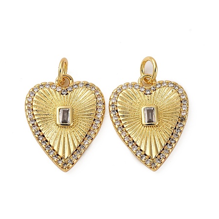 Brass Micro Pave Cubic Zirconia Pendants X-KK-P308-09G-1