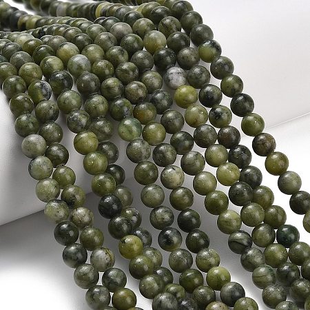 Natural Chinese Jade/Southern Jade Beads Strands G-P626-6mm-01-1