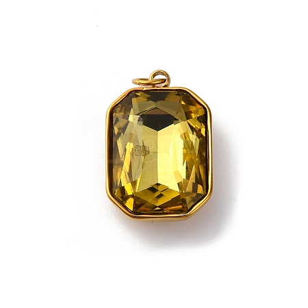 High Polished 316 Stainless Steel Faceted Glass Pendants STAS-K258-48G-05-1