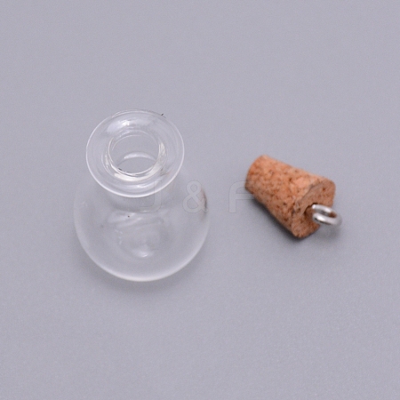 Empty Glass Wishing Bottle Pendants GLAA-WH0025-07-1