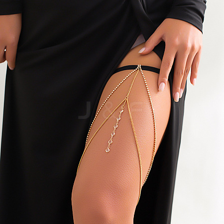 Elastic Alloy Clear Cubic Zirconia Tassel Body Leg Chains for Women WG337A7-05-1