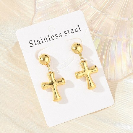 304 Stainless Steel Dangle Stud Earrings for Women EJEW-A125-43G-1