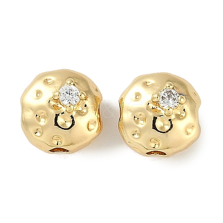 Brass Micro Pave Cubic Zirconia Beads KK-P283-22G-1