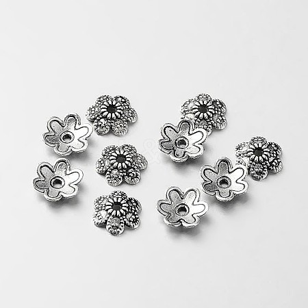 Tibetan Style Alloy Flower Bead Caps TIBEB-O004-13-1