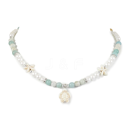 Mixed Gemstone and Pearl Beads Necklaces NJEW-JN04790-1