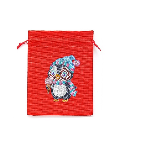 Christmas Theme DIY Diamond Painting Drawstring Gift Bag Kit DIAM-PW0010-72A-12-1