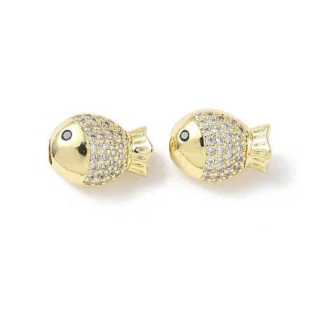 Brass Micro Pave Cubic Zirconia Beads KK-C104-09G-1
