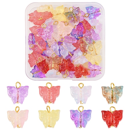 50Pcs Glass Pendants PALLOY-FS00015-1