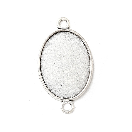 Antique Silver Tibetan Style Alloy Flat Oval Cabochon Connector Settings TIBE-M022-05AS-1