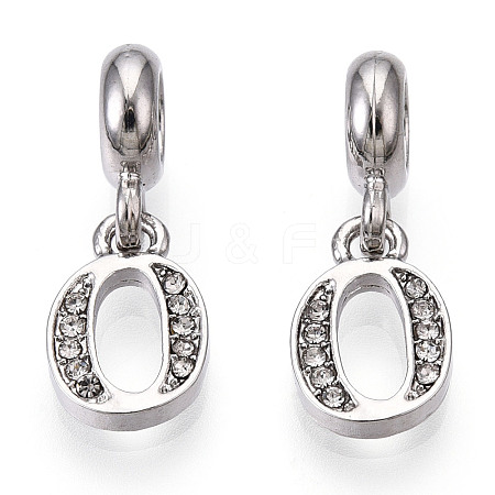 Platinum Rack Plating Alloy Rhinestone European Dangle Charms PALLOY-T048-36P-O-1