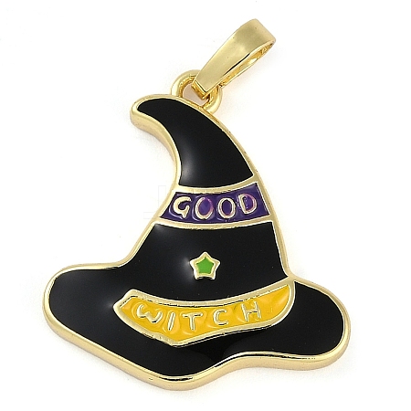 Halloween Rack Plating Brass Enamel Pendants KK-U032-11C-G-1