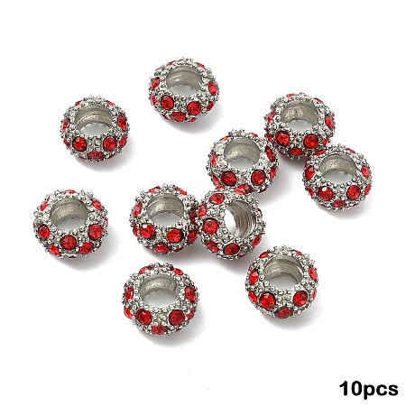 10Pcs Alloy Rhinestone European Beads CPDL-YW0001-02B-1