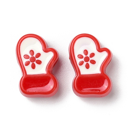 Christmas Decorations Theme Opaque Acrylic Bead with Enamel OACR-Z021-01E-1