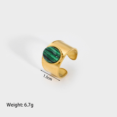 Fashionable Oval Synthetic Malachite Finger Rings LY8859-2-1