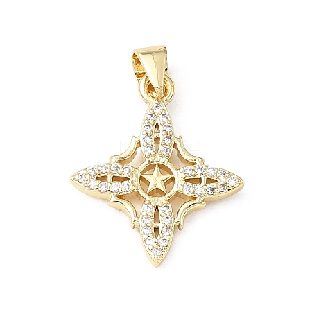 Brass Micro Pave Clear Cubic Zirconia Pendants KK-E799-06F-G-1