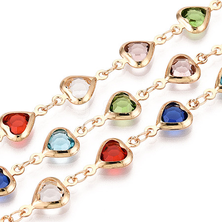 Handmade Brass Heart Link Chains CHC-N024-03KCG-1