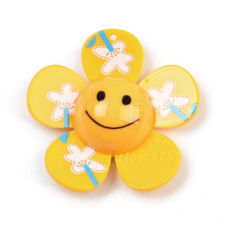 Opaque Printed Acrylic Big Pendants MACR-I035-01E-1