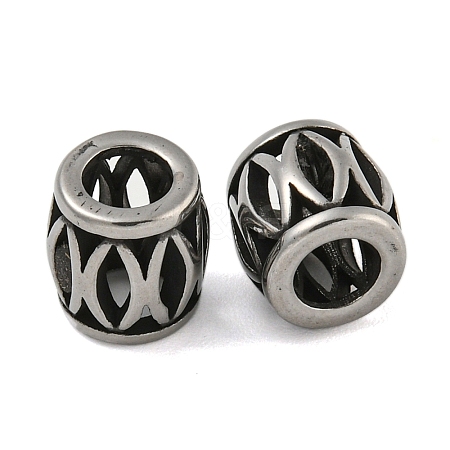 Retro Hollow 304 Stainless Steel European Beads STAS-B071-16AS-1