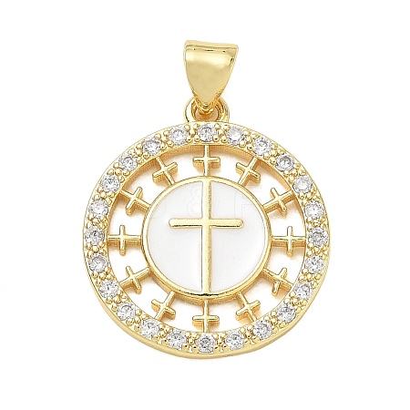 Religion Cross Brass Micro Pave Clear Cubic Zirconia Pendants CU-CBA83A6-03E-G02-1