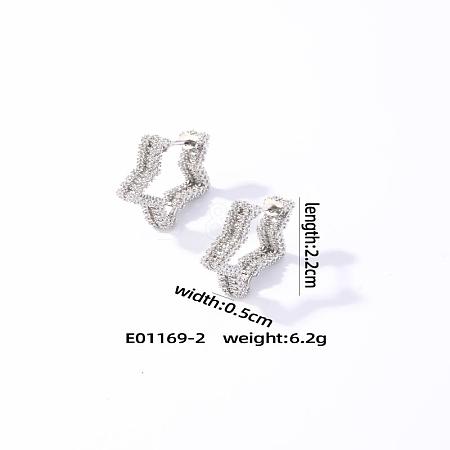 French Romantic Brass Hollow Star Hoop Earrings with Luxurious Fashionable Style OY0196-1