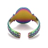 Rainbow Color Ion Plating(IP) 304 Stainless Steel Open Cuff Rings RJEW-A005-15-3