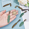 6Pcs 6 Colors Alloy Cord Ends with Feather Charms FIND-GF0009-05-3