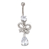 Alloy Crystal Rhinestone Dangle Curved Barbell Belly Rings LS-AJEW-R007-04P-05-5