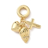 Brass Micro Pave Clear Cubic Zirconia European Dangle Charms KK-D502-13B-G-1