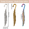 12Pcs 3 Style Alloy Bookmarks Finding with Hole PALLOY-SC0004-29-2