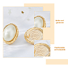 FIBLOOM 1 Pair ABS Plastic Pearl Oval Stud Earrings EJEW-FI0002-21-3